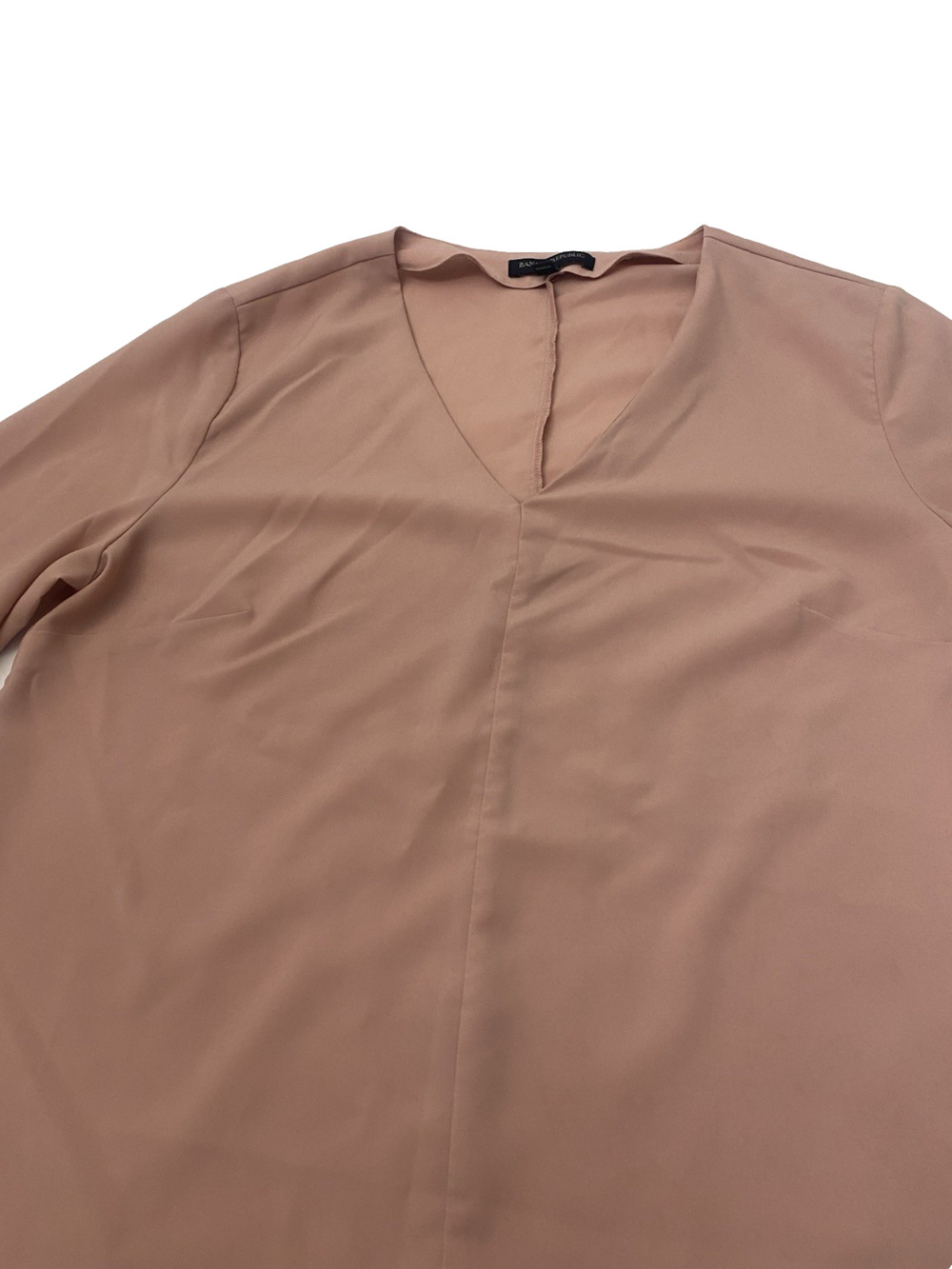 Banana Republic Women Blouse /Pink Sheer Split Neck Long Sleeve size Large